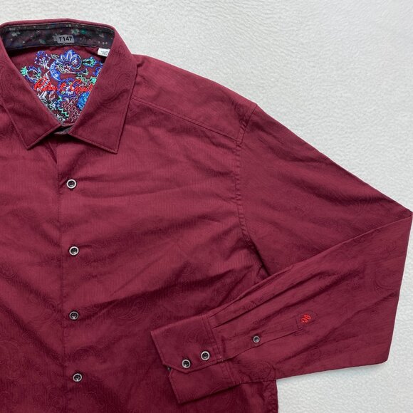 Robert Graham Shirt Mens M Red Long Sleeve Paisley Button Up - Picture 2 of 11